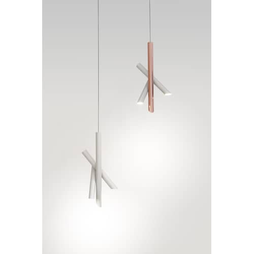 Sospensione Tubes 3 LED metallo bianco / H 50 cm - Nemo - Bianco - alluminio estruso