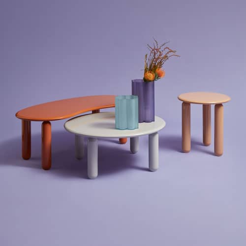 Table basse Undique Mas bois orange / Ø 85 x H 30 cm - Patricia Urquiola, 2023 - Kartell - Orange - Hêtre laqué, MDF laqué