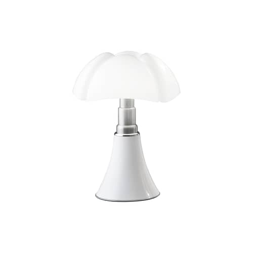 Pipistrello Medium LED Table lamp plastic material white / H 50 to 62 cm - Martinelli Luce - White / White lampshade - Galvanized steel, Lacquered aluminium, Opal methacrylate