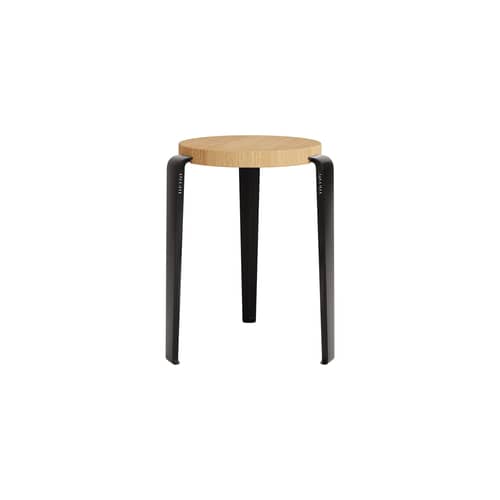 Tabouret empilable Lou / H 45 cm - Chêne - TIPTOE - Noir Graphite - Acier thermolaqué, Chêne massif