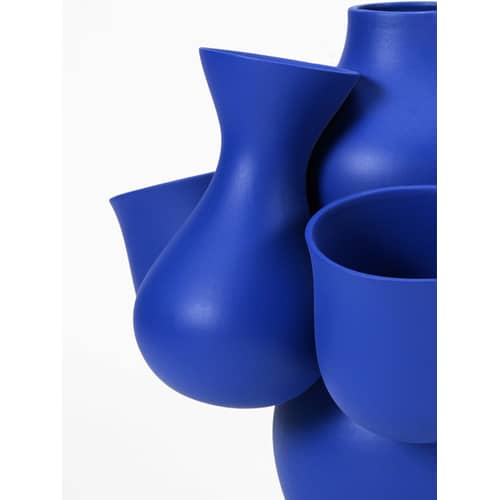 Vase Qucha céramique bleu / Ø 40 x H 40 cm -  fait main / Jean-Baptiste Fastrez, 2017 - Moustache - Qucha / Bleu - Céramique émaillée