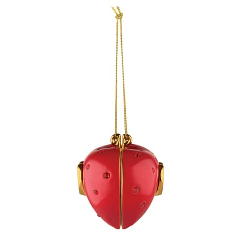Weihnachtskugel Fleurs de Jorì keramik rot gold / Herz & Herzchen - handbemaltes Porzellan - Alessi - Herz - Porzellan