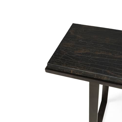 Console Stability métal bois marron noir / L 170 x H 75 cm - Sculpté main - Ethnicraft - Terre d\'Ombre - Métal, Mineral