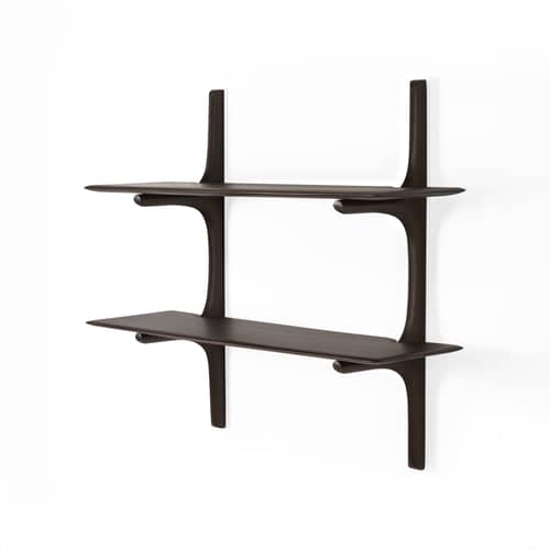 Étagère PI bois marron / 2 étagères - Acajou massif / L 100 x H 91 cm - Ethnicraft - Acajou brun foncé - Acajou massif teinté