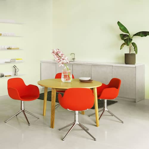 Fauteuil pivotant Form tissu gris / Rembourrage intégral - Normann Copenhagen - Gris clair (Hallingdal 110) / Pied alu poli - Aluminium poli, Mousse, Polypropylène, Tissu Kvadrat