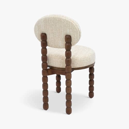 Gepolsterter Stuhl Bold textil beige - NV GALLERY - Beige / Holz dunkel - Getöntes Eichenholz, High Density-Schaum, Tissu Tweed