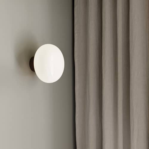 Applique Karl-Johan vetro bianco / IP 20 - Base legno - NEW WORKS - Bianco / Rovere fumé - Rovere, Vetro