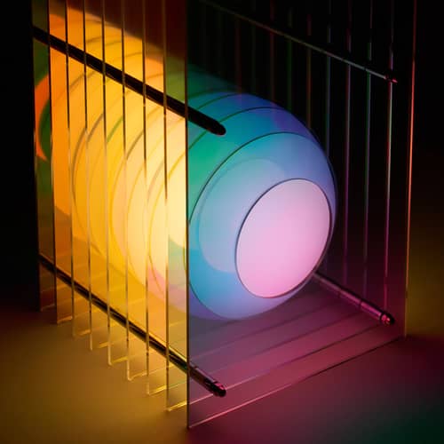 Lampe de table Lop Dreamy Small Rectangle plastique multicolore / Reflets iridescents changeants - BANG - Iridescent - Acrylique, Inox, Verre