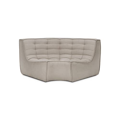 Divano d\'angolo N701 tessuto beige / Modulo ad angolo arrotondato a 90° - L 120 cm / Cotone riciclato - Ethnicraft - Ecru Eco (Cotone riciclato) - Cotone riciclato, Legno, Schiuma PU ad alta densità