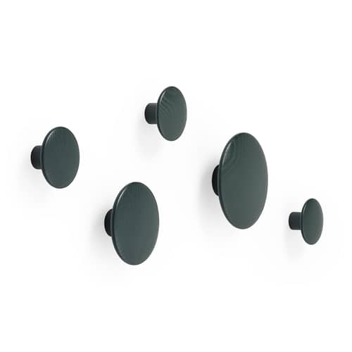 Patère The Dots Wood Large / Bois - Ø 17 cm - Muuto - Vert foncé - Frêne teinté