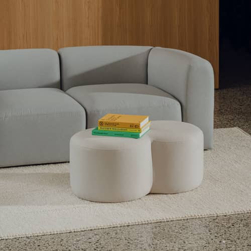 Pouf Umbo tessuto beige / 88 x 50 x H 36,5 cm - NOO.MA - Nuvola beige -  Ouate, Agglomerato, Espanso, Tessuto