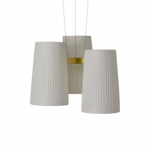 Sospensione Fiesta LED tessuto bianco / 3 Paralumi - Ø 63 cm - Dix Heures Dix - 3 Paralumi - Tessuto plissettato