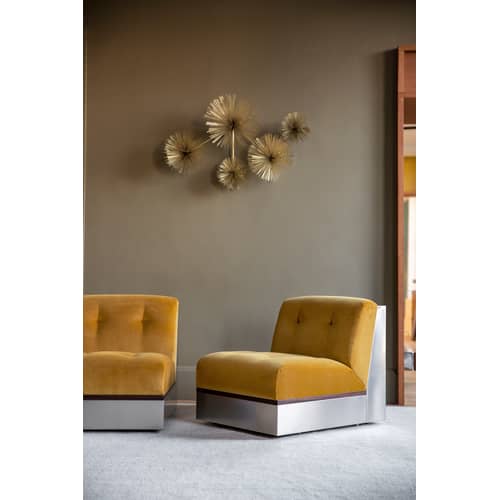 Lounge Sessel Stanley textil gelb / Modulierbares Sofa - Velours / L 65 cm - RED Edition - Honig - geschäumtes Polyurhethan, Palisander, rostfreier Stahl, Velours