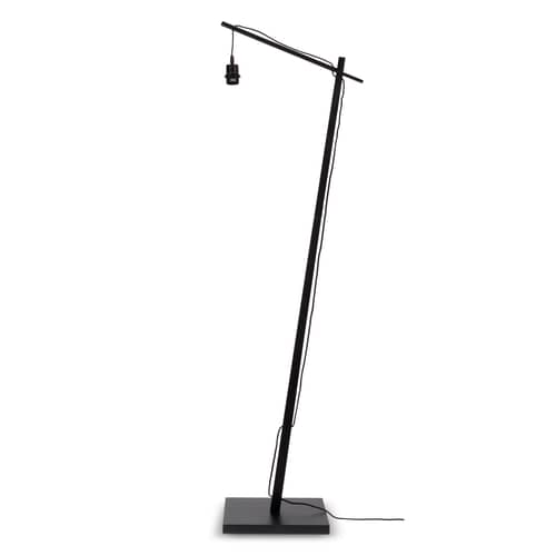 Stehleuchte Kalimantan schwarz holz natur / Bambus - H 176 cm / Ø 60 cm - GOOD&MOJO - schwarzer Fuß / Lampenschirm natur & schwarz - Bambus