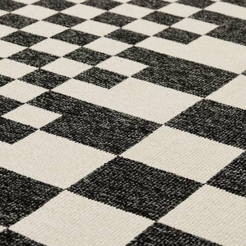 Tapis d\'extérieur Carpretty Catwalk / 200 x 80 cm - Fatboy - Square Affair / Anthracite & crème - Polypropylène tissé