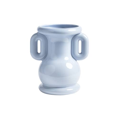 Vase Amfora céramique bleu / H 26,5 cm - & klevering - Bleu - Grès émaillé
