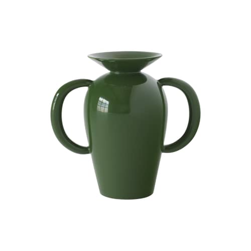 Vase Momento JH41 céramique vert / Jaime Hayon - L 31,8 x H 30 cm - &tradition - Vert émeraude - Céramique émaillée