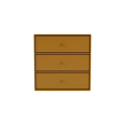 Montana Mini 1007 Wall storage wood brown / 3 drawers - 35 x 35 x D 25 cm - MONTANA - Amber 142 - Lacquered MDF