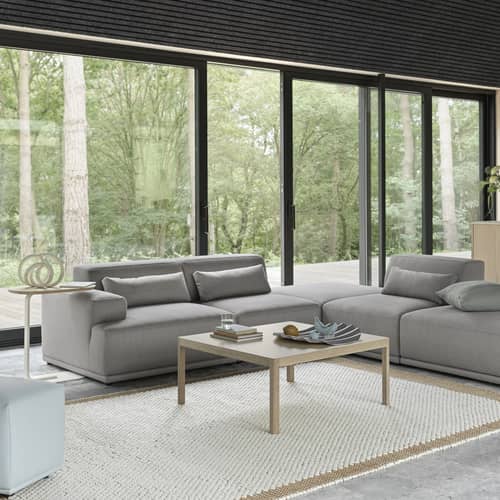 Canapé droit Connect Soft / Configuration 2 - Accoudoir gauche / L 207 cm - Muuto - Accoudoir gauche / Gris (Clay 12) -  Ouate, Espanso, Legno, Tessuto Kvadrat