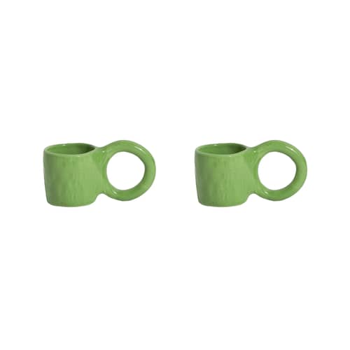 Espressotasse Donut Small keramik grün / Ø 6 x H 5,5 cm - 2er-Set - Petite Friture - Pistazie - emaillierte Fayence