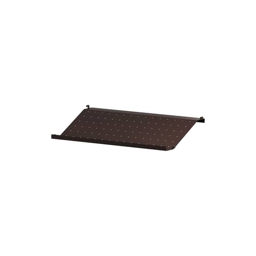 Étagère métal perforé / Porte-revues & chaussures - L 58 x P 30 cm - String Furniture - Marron foncé - Acier thermolaqué
