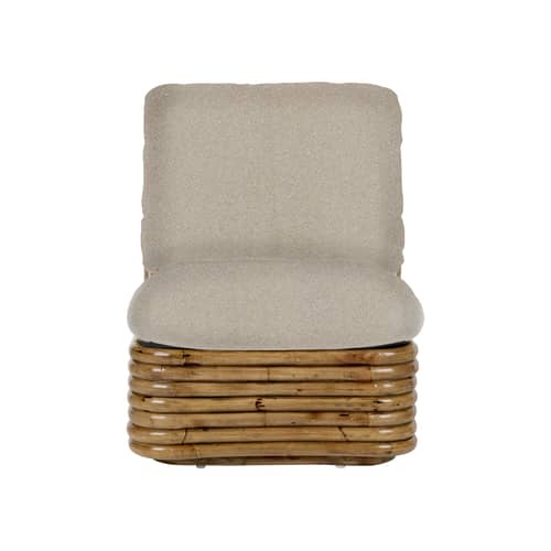 Fauteuil rembourré Bohemian ‘72 tissu fibre végétale blanc beige / Réédition 1972 - Rotin - Gubi - Blanc cassé / Rotin - Mousse, Rotin, Tissu