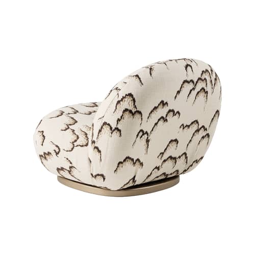 Fauteuil rembourré Pacha Dedar par Pierre Paulin / Exclusivité en édition limitée - Gubi - Motifs beige & noir (tissu Dedar) / Base or - Contreplaqué, Mousse, Tissu