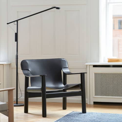 Fifty-Fifty LED Floor lamp metal black / Adjustable e-reader - Hay - Black - Thermolacquered aluminium