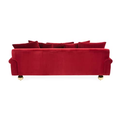 Sofa Greenwich textil rot / B 220 cm - Velours - Jonathan Adler - Rot Claret (Samt Vincenza) - Messing, Schaumstoff, Velours