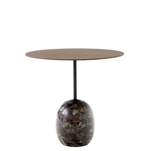 Guéridon Lato LN9 marbre bois naturel / Marbre & bois - 50 x 40 x H 45 cm - &tradition - Plateau noyer / Marbre brun - Acier laqué, Contreplaqué de noyer, Marbre