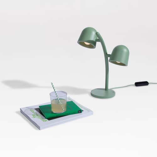 Lampe de table Little Lebow métal vert / 2 spots orientable - Fatboy - Vert prairie - Acier, Aluminium