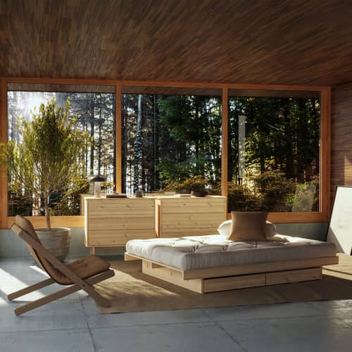 Lit double Kanso / Pour matelas 140 x 200 cm - 4 tiroirs - KARUP - Pin clair / Avec 4 tiroirs - Pin massif certifié FSC