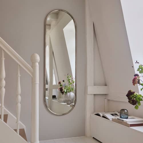 Miroir mural Angui Tall métal argent / 50 x 160 cm - AYTM - Argent - Acier, Verre