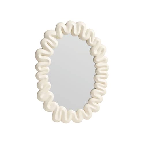 Miroir mural Dribble blanc / 41,5 x 29,5 cm - Polyrésine - & klevering - Blanc - Polyrésine, Verre