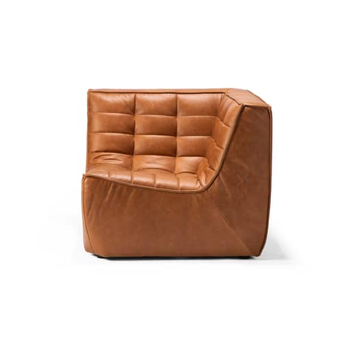 Sedia d\'angolo N701 pelle marrone / Pelle - Ethnicraft - Cognac - Espanso, Legno, Pelle anilina