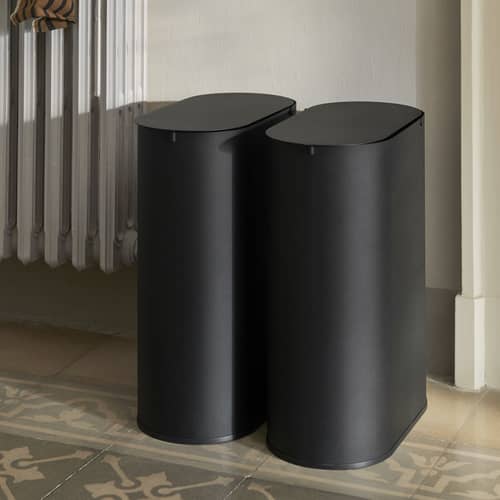 Poubelle Enkel métal noir 19 Litres / L 21 x P 39 x H 50 cm - Ferm Living - Noir - Acier carbone