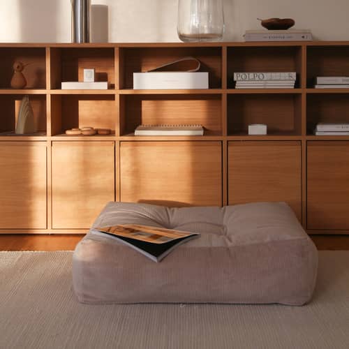 Pouf More / 70 x 70 cm - Fabriqué à la main en Europe - KARUP DESIGN - Ivoire 510 (velours côtelé) - Coton, Fibres mélangées, Polyester