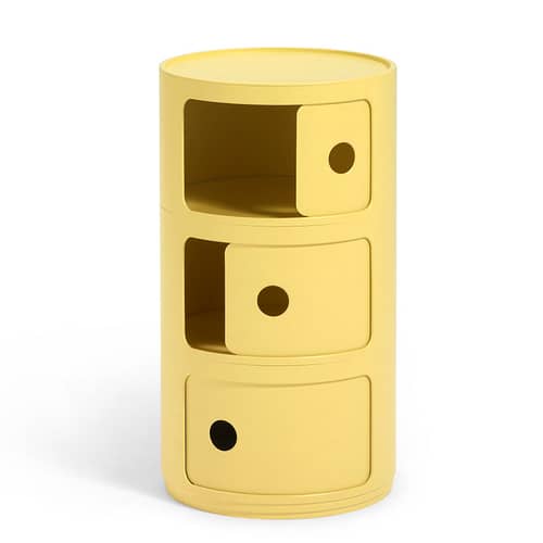 Rangement Componibili Bio plastique jaune (1968) / 3 tiroirs - Matériau naturel & biodégradable - Kartell - Jaune - Bioplastique Bio-On