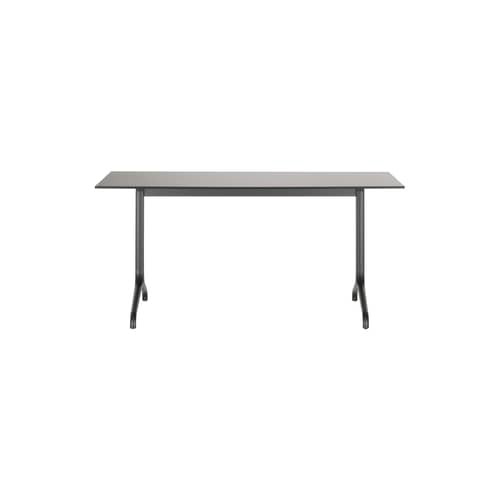 Belleville OUTDOOR Rectangular table plastic material black / 160 x 75 cm - Solid laminate - Vitra - Black - Lacquered aluminium, Solid stratified layers