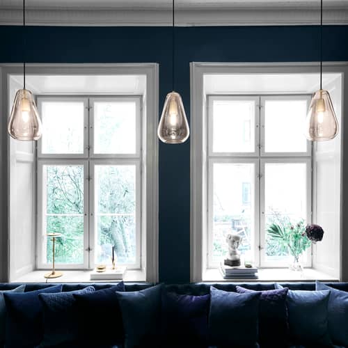 Sospensione Anoli 1 Medium vetro oro / Ø 19 x H 38 cm - NUURA - Pannello medium / Ø 19 cm - Alluminio, Vetro soffiato a bocca