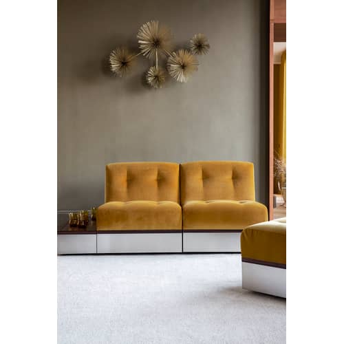 Lounge Sessel Stanley textil gelb / Modulierbares Sofa - Velours / L 65 cm - RED Edition - Honig - geschäumtes Polyurhethan, Palisander, rostfreier Stahl, Velours