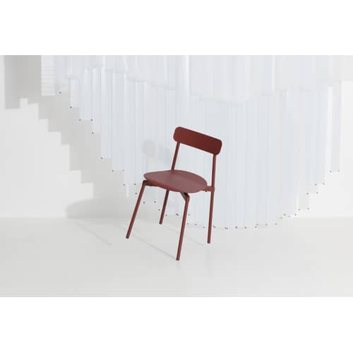 Stapelbarer Stuhl Fromme metall rot / Aluminium - Petite Friture - Rotbraun - Aluminium