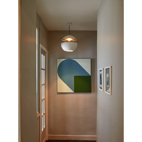 Suspension Here Comes The Sun métal blanc / Ø 45 cm - Réédition 1970 - DCW éditions - Blanc / intérieur cuivre - Aluminium, Textile
