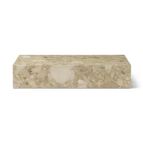 Table basse Plinth Grand / Pierre - 137 x 76 cm x H 28 cm - Menu - Pierre Kunis Breccia (beige) - Bois d\'acacia, Pierre Kunis Breccia
