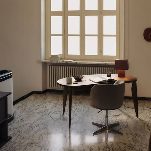 Table ovale Feve bois marron / Bureau - 160 x 86 cm / Tiroir amovible - Ferm Living - Noyer - Noyer massif FSC