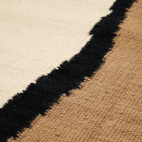 Tapis Soil / Kelim tissé main - 170 x 240 cm - Ferm Living - 170 x 240 cm / Sable & écru - Coton, Laine de Nouvelle-Zélande
