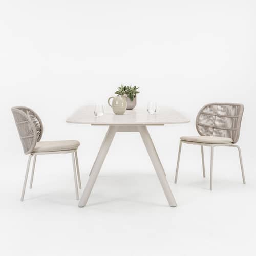 Tavolo rettangolare Kodo ceramica bianco / 280 x 106 cm - Ceramica effetto terrazzo - Vincent Sheppard - 280 x 106 cm / Effetto terrazzo bianco - Alluminio termolaccato, Ceramica