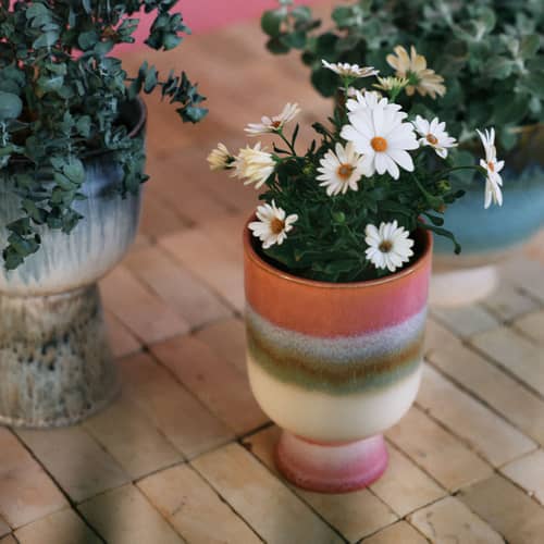 Vaso per fiori Retro ceramica rosa / Ø 13 x H 19,5 cm - HK LIVING - Rosefield - Gres smaltato