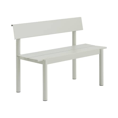 Banc avec dossier Linear métal gris / L 110 cm - Muuto - Gris clair - Acier galvanisé thermolaqué