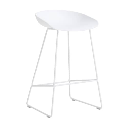 About a stool AAS 38 LOW Bar stool plastic material white / H 65 cm - Recycled - Hay - White / White base - Lacquered steel, Recycled polypropylene